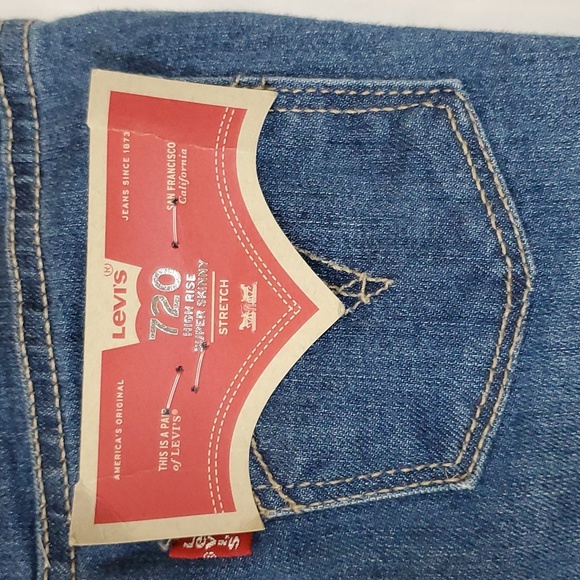 Levi's 720 Girls' High-Rise Super Skinny Distressed Jeans ~  Medium Wash Blue - Picture 14 of 16